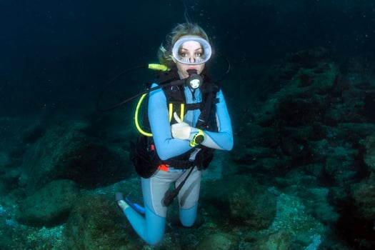 beauty blonde scuba diver girl photo