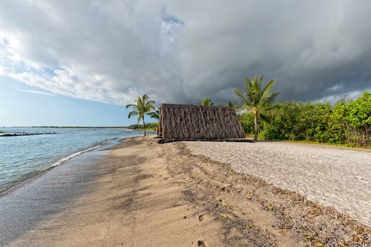 hawaiian hut on the beach on big island photo