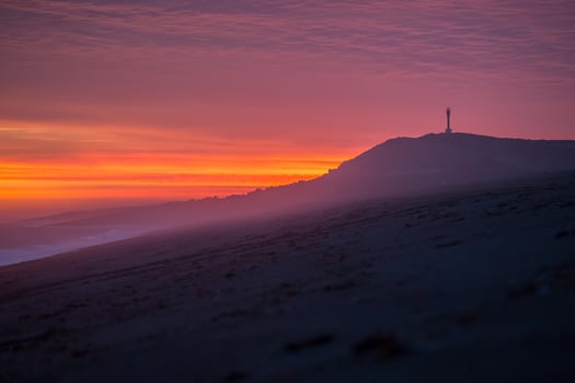 red sunrise in patagonia beach photo