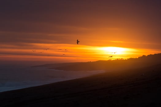 red sunrise in patagonia beach photo
