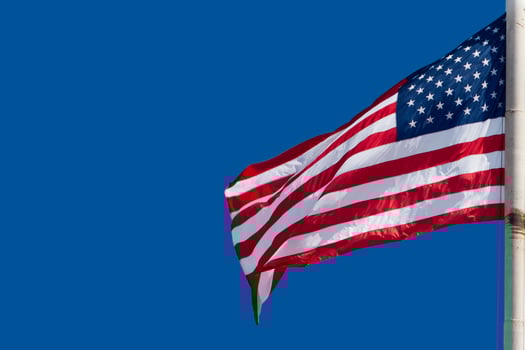 Usa American flag stars and stripes on the blue sky background photo
