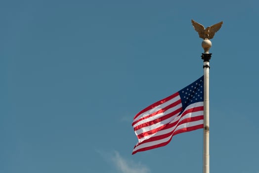 American USA Flag on the sky background photo