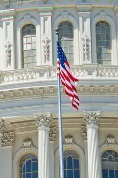Washington DC Capital on deep blue sky background photo