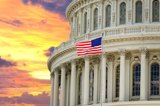 Washington US Capitol on dramatic sky background photo
