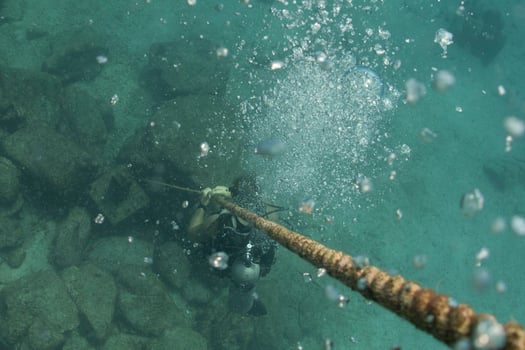 diver with bubbles photo