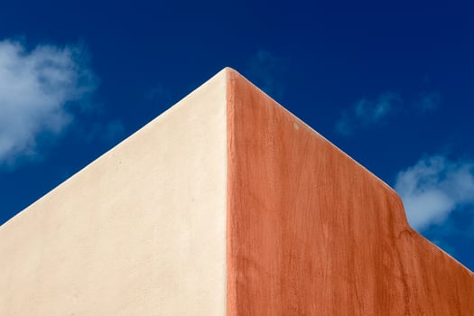 mexican house painted wall and roof detail photo