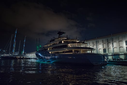 Genoa old harbor night view photo