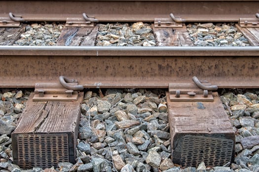 Railroad tracks detail close up photo