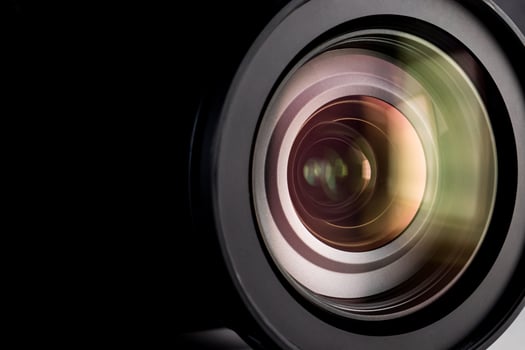 Close up of a digital camera lens. photo