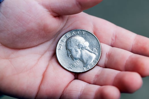 American coin in hand photo