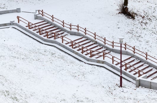 Metal railing, winter photo
