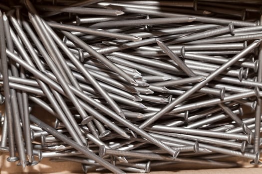 box with nails, close up photo