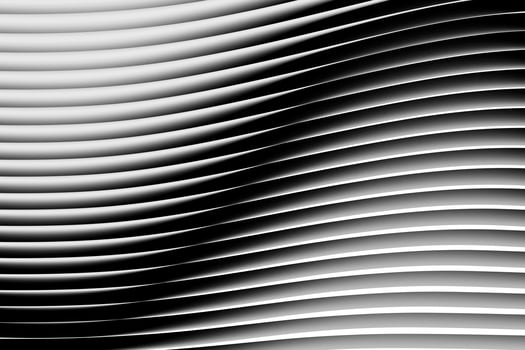 3D illustration white and black stripes in the form of wave waves, futuristic background. photo
