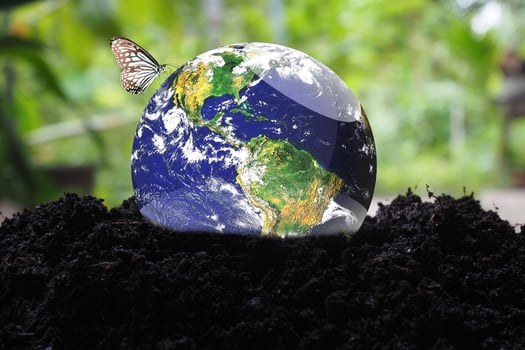 The concept of loving the earth and the environment. globe on earth photo