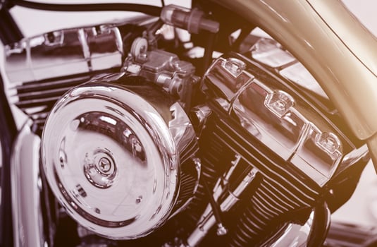 Close-up engine motorcycle photo