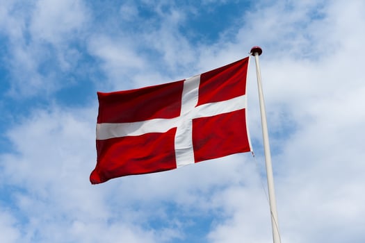 Danish flag waving in the wind photo
