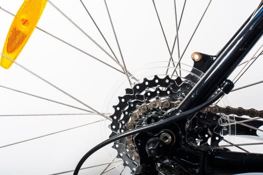 Close-up on a bicycle rear wheel photo