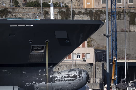 cruise ship prow bow detail while in shipyard photo
