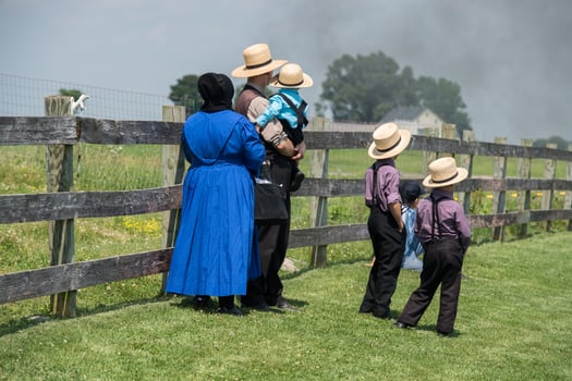 LANCASTER, USA - JUNE 25 2016 - Amish people in Pennsylvania photo