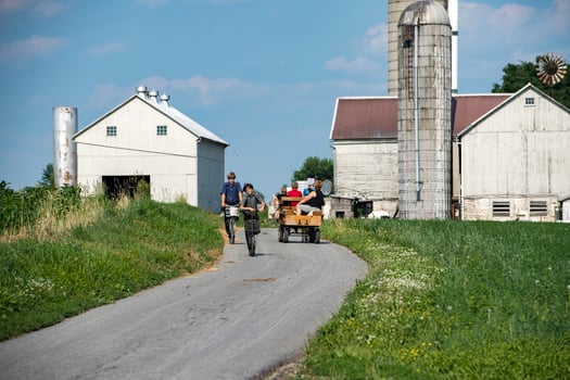 LANCASTER, USA - JUNE 25 2016 - Amish people in Pennsylvania photo
