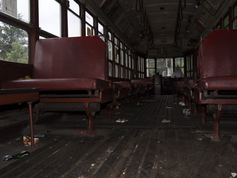 old new york tram red wagon 1939 photo
