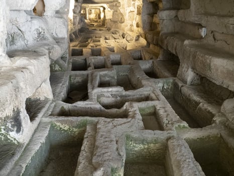 cava d'ispica catacombs larderia cave in sicily italy photo