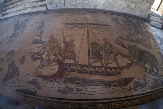 Ancient Roman mosaic of Villa del Casale, Sicily photo