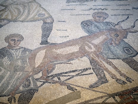 Ancient Roman mosaic of Villa del Casale, Sicily photo