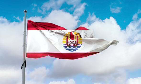 French Polynesia flag - realistic waving fabric flag photo