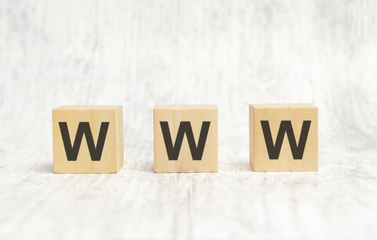 WWW lettering on wooden cubes on a light background photo