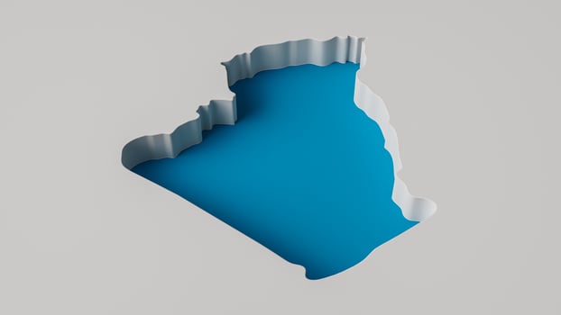 Algeria Map 3d inner extrude map Sea Depth with inner shadow. photo