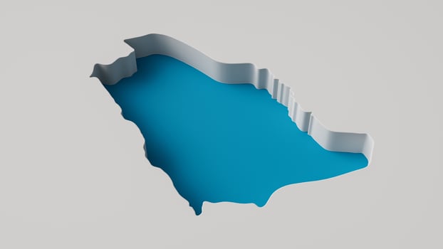 Saudi Arabia Map 3d inner extrude map Sea Depth with inner shadow. photo