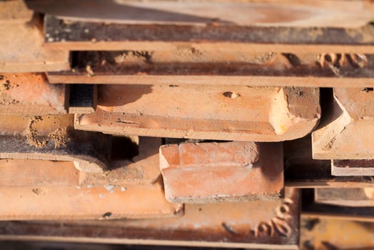 Clay tiles, close  up photo