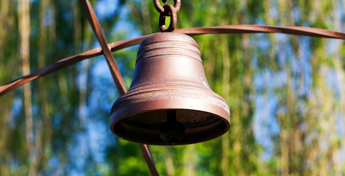 metal bell, close up photo