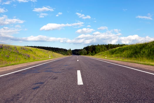 wide road, hills photo