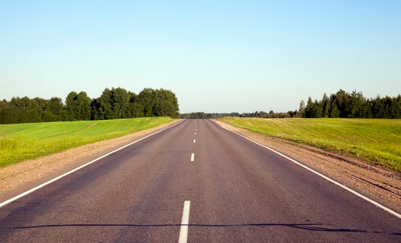 asphalt road, trees photo