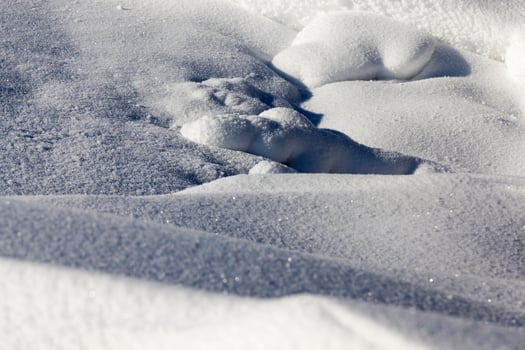 snow drifts, close up photo