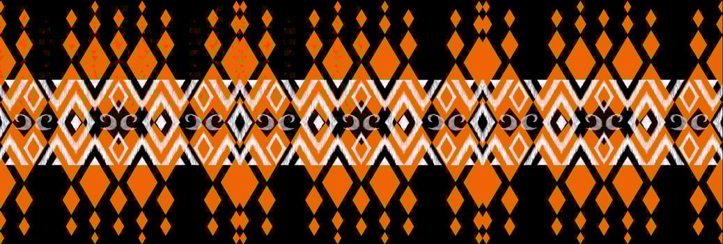Beautiful embroidery.geometric ethnic oriental pattern traditional on black background.Aztec style,abstract,,illustration.design for texture,fabric,fashion women wearing,clothing,print. photo