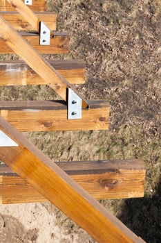wooden structure connected bridge photo