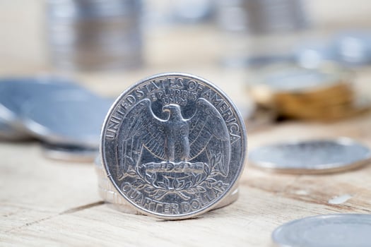 quarter dollar, close up photo