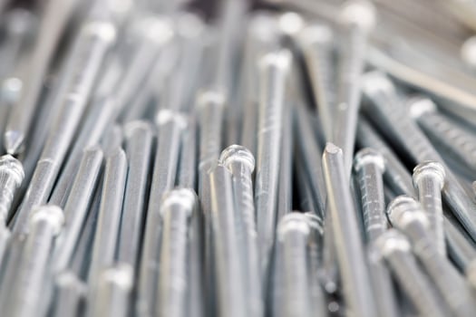 steel nails, close up photo