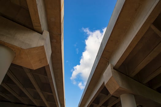 Skyward view of Bhanga intersection  the highway bridge  in Dhaka-Bangladesh photo