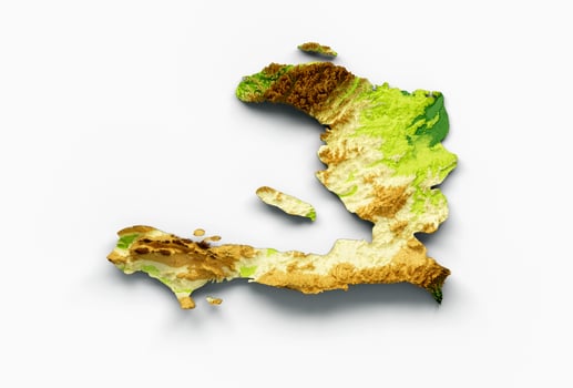 Haiti Map Shaded relief Color Height map on white Background 3d illustration photo