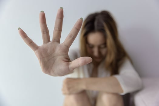Concept of stop sexual harassment against women and rape, stop violence against women, sexual harassment, human trafficking. photo