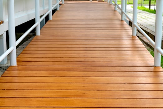 Brown wooden slope walkway photo