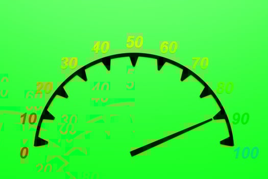 3d illustration of speed measuring speed icon. Black speedometer icon, speedometer pointer photo