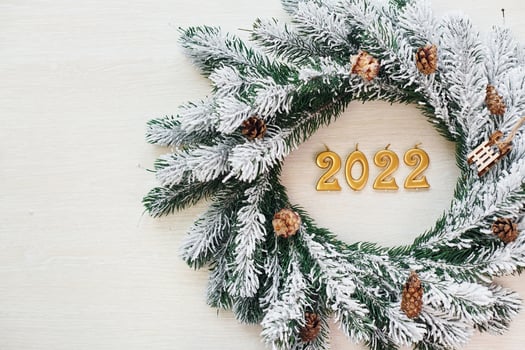Happy new 2020 year. Top view of christmas festive texture with decorations photo