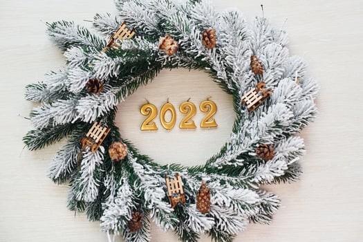 Happy new 2020 year. Top view of christmas festive texture with decorations photo