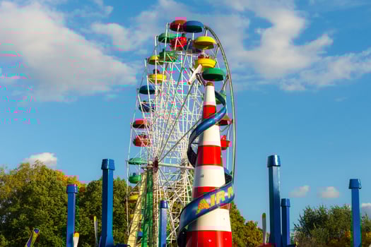 A colored ferris wheel in a children park. photo