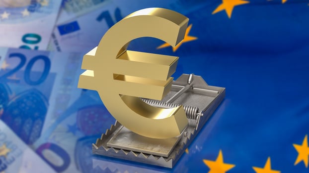 The gold symbol euro  on rat trap business concept 3d rendering photo